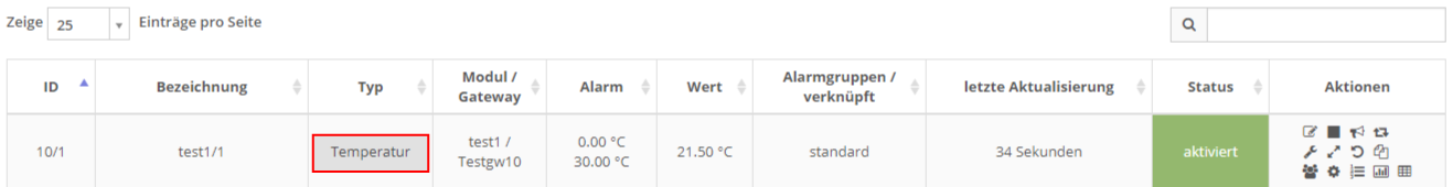 Sensor Typ Temperatur